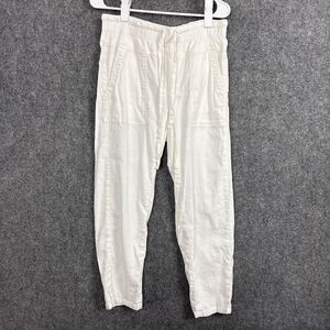 Kut from the Kloth Pants Womens Size M White Drawstring Linen Blend Coastal